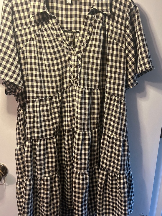 Umgee Dresses & Skirts - Umgee black and white gingham Tiered Mini Dress